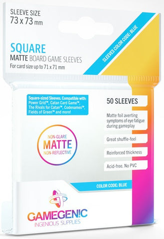 Gamegenic Matte Board Game Sleeves - Size Code BLUE - Square Sized (73mm x 73mm) (50 Sleeves Per Pack)