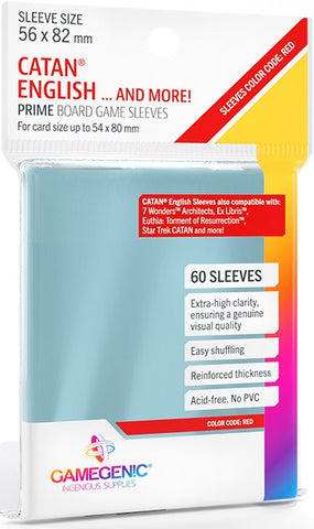 Gamegenic Prime Board Game Sleeves - Size Code RED - Catan English (56mm x 82mm) (60 Sleeves Per Pack)