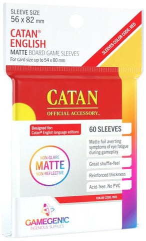 Gamegenic Matte Board Game Sleeves - Size Code RED - Catan English (56mm x 82mm) (60 Sleeves Per Pack)