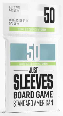Gamegenic Just Sleeves - Size Code GREEN - Standard American Sized (59mm x 91mm) (50 Sleeves Per Pack)