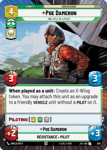 Poe Dameron - One Hell of a Pilot (834) (Hyperspace Foil) (834) [Jump to Lightspeed]