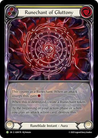 Runechant of Gluttony (Yellow) [GEM179-RF] (GEM Pack 5)  Rainbow Foil