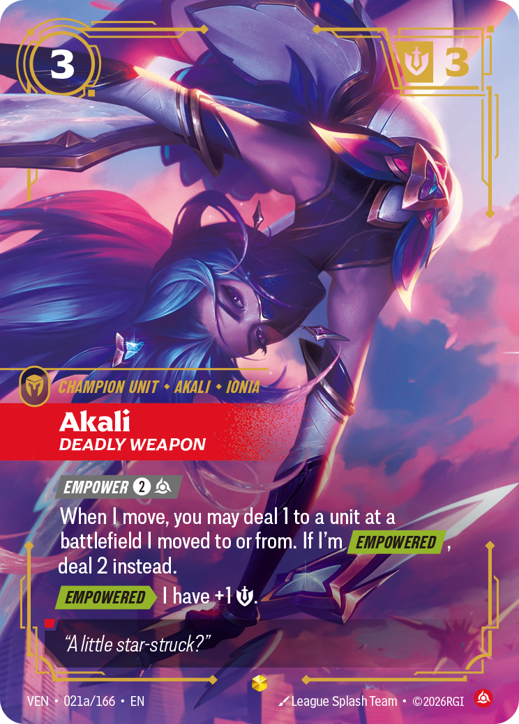 Akali, Deadly Weapon (Alternate Art) - 21a - [VEN]