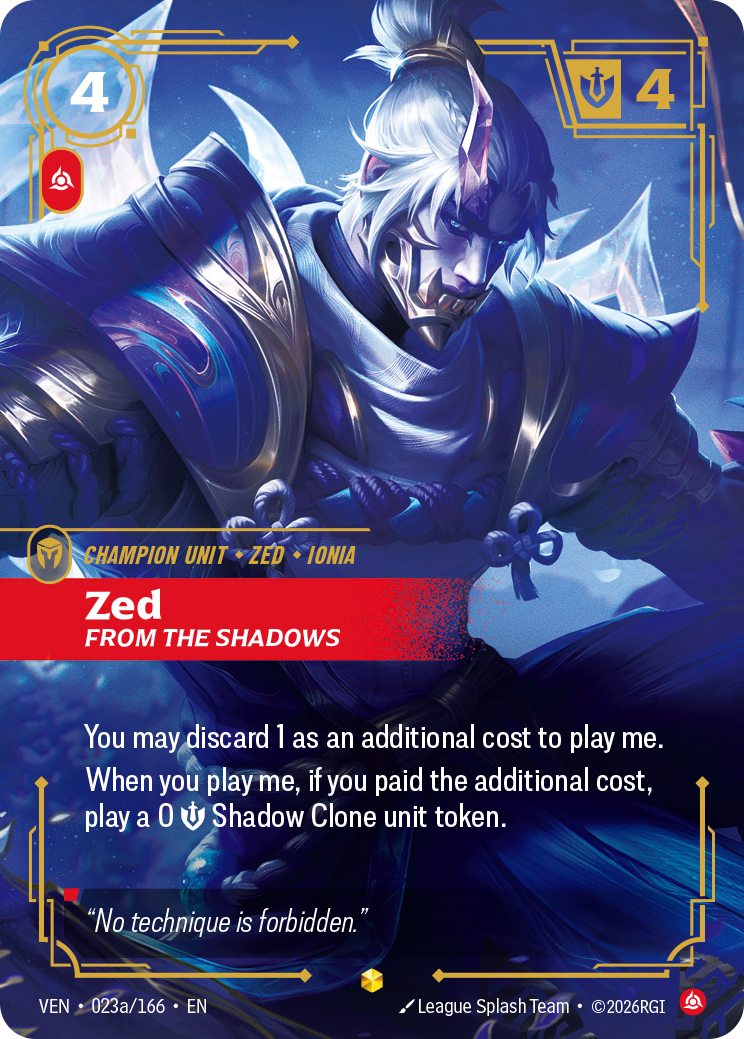 Zed, From the Shadows (Alternate Art) - 23a - [VEN]