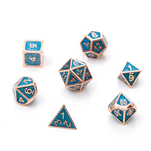 Dice Hoard Regular Metal Set 44 (Blue/Rose Gold)