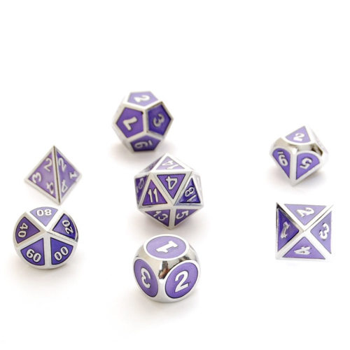 Dice Hoard Metal Premium Set 06 (Silver/Purple)