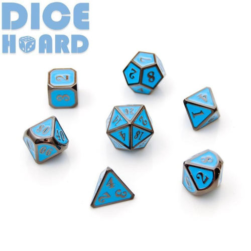 Dice Hoard Metal Mini Set 03 (Dark Chrome/Blue)