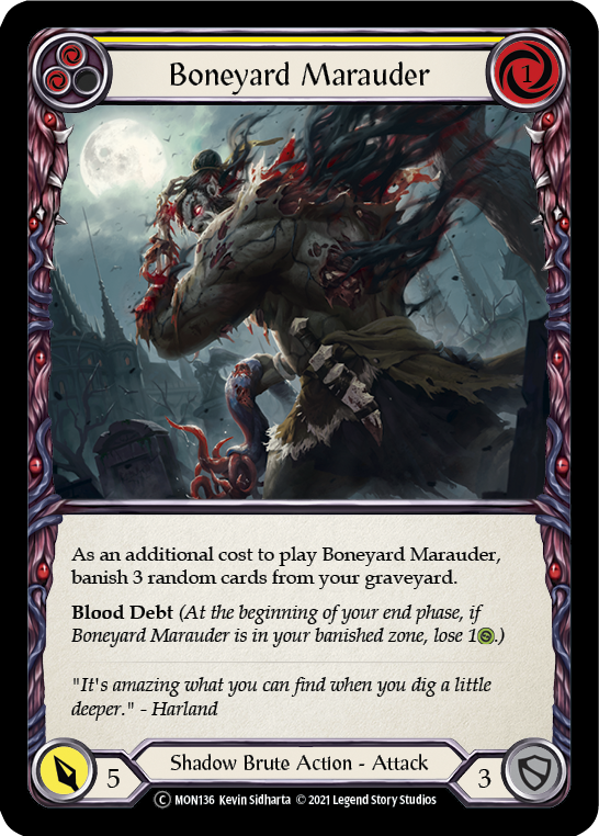 Boneyard Marauder (Yellow) (Rainbow Foil) [U-MON136-RF] Unlimited Edition Rainbow Foil