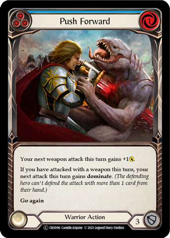 Push Forward (Blue) (Rainbow Foil) [CRU096-RF] Unlimited Rainbow Foil
