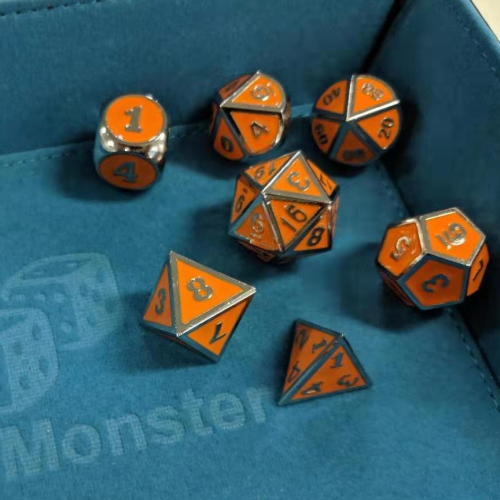 Dice Hoard Metal Premium Set 07 (Silver/Orange)