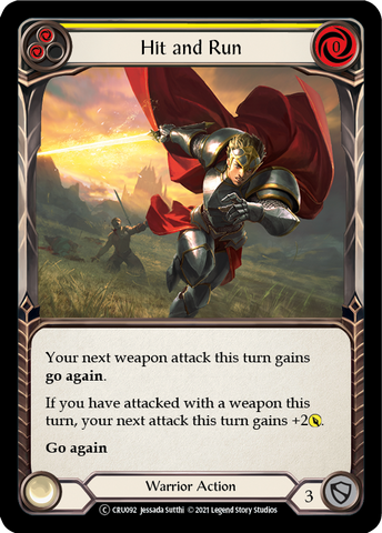 Hit and Run (Yellow) (Rainbow Foil) [CRU092-RF] Unlimited Rainbow Foil