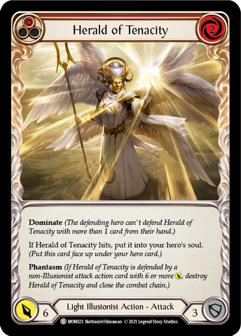 Herald of Tenacity (Red) (Rainbow Foil) [MON023-RF] 1st Edition Rainbow Foil