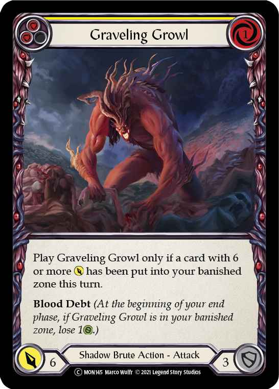 Graveling Growl (Yellow) (Rainbow Foil) [U-MON145-RF] Unlimited Edition Rainbow Foil