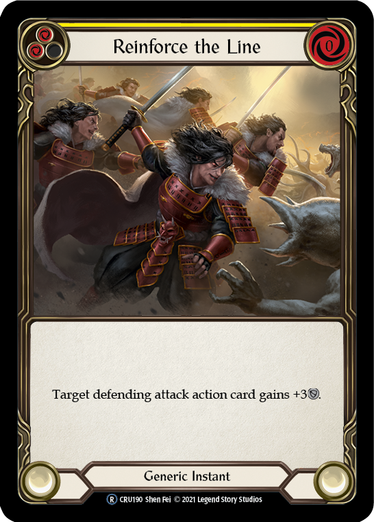 Reinforce the Line (Yellow) (Rainbow Foil) [CRU190-RF] Unlimited Rainbow Foil
