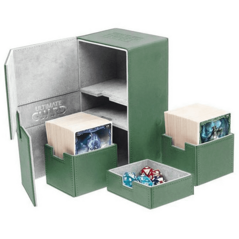 Ultimate Guard Twin Flip n Tray Deck Case XenoSkin Green 200+