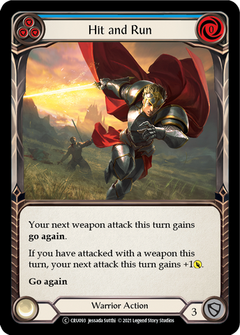 Hit and Run (Blue) (Rainbow Foil) [CRU093-RF] Unlimited Rainbow Foil